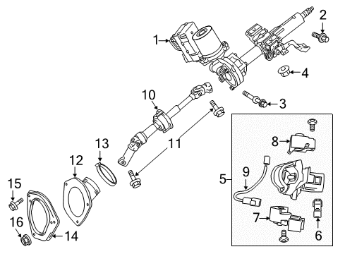 2017 Toyota Sienna Steering Column & Wheel, Steering Gear & Linkage Ignition Assembly Diagram for 45020-0T010