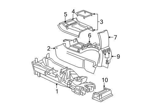 2005 Chrysler Pacifica Console CUPHOLDER-Console Mounted Diagram for 1AU91TL2AA