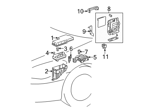 2004 Toyota Solara Electrical Components Junction Block Bracket Diagram for 82673-AA010