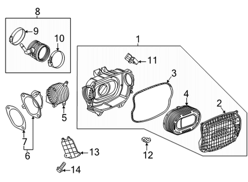 2021 Chevrolet Corvette Air Cleaner Outlet Duct Clamp Diagram for 84370899