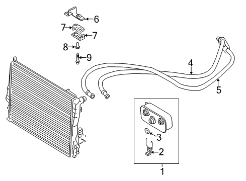 2003 BMW 325xi Trans Oil Cooler Bracket Oil Pipe Diagram for 17227500268