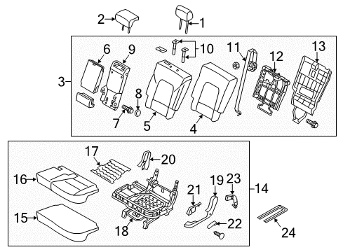 2014 Kia Sorento Second Row Seats Pad Assembly-Rear Seat Cushion Diagram for 891501U700