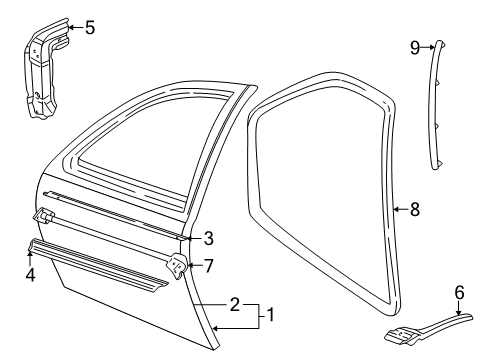 1998 Pontiac Sunfire Front Door Seal Asm-Body Lock Pillar Upper Diagram for 22689492