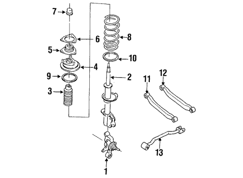 1991 Nissan NX Rear Suspension Components, Stabilizer Bar Spring-Rear Suspension Diagram for 55020-50Y02