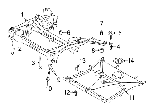 2020 Toyota GR Supra Suspension Mounting - Front Suspension Crossmember Screw Diagram for 90118-WA214