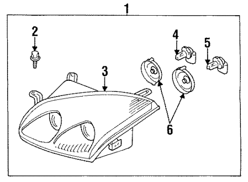 1996 Dodge Stealth Bulbs HEADLAMP RH Diagram for MR179560