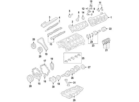 2008 Buick Lucerne Engine Parts, Mounts, Cylinder Head & Valves, Camshaft & Timing, Oil Pan, Oil Pump, Balance Shafts, Crankshaft & Bearings, Pistons, Rings & Bearings Oil Pan Diagram for 12603135