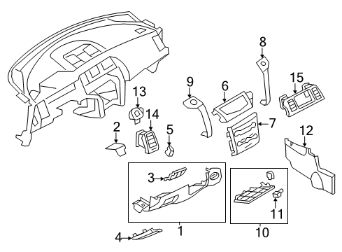 2009 Nissan Murano Cluster & Switches, Instrument Panel Cover Assy-Instrument Lower, RH Diagram for 68920-1AA0B