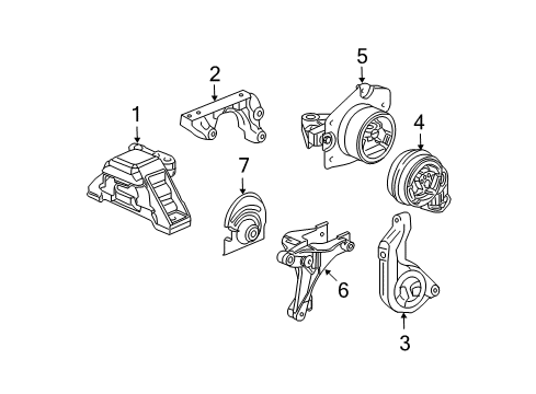 2010 Chevrolet HHR Engine & Trans Mounting Mount Asm-Trans Rear *Blue Diagram for 25892537