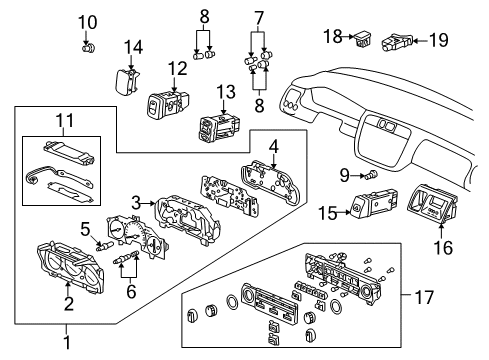 2000 Honda Accord Instruments & Gauges Control Assy., Auto Air Conditioner *NH167L* (GRAPHITE BLACK) Diagram for 79600-S84-A41ZA