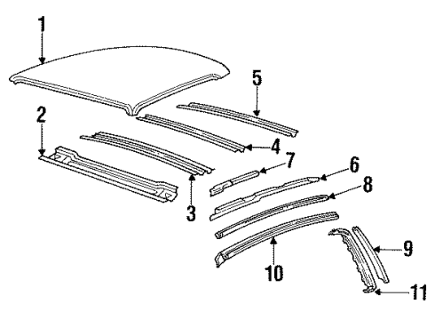 1994 Buick Century Roof & Components Retainer-Roof Drip Molding Center RH Diagram for 10126160