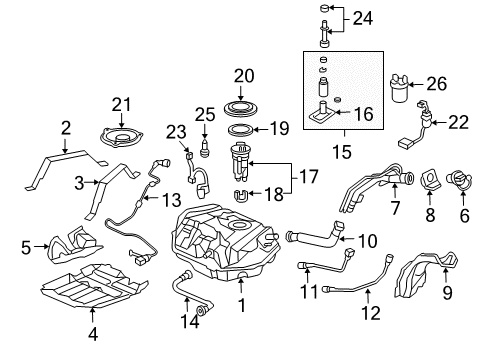 2006 Honda Accord Filters Pump Set, Fuel Diagram for 17040-SDD-E00