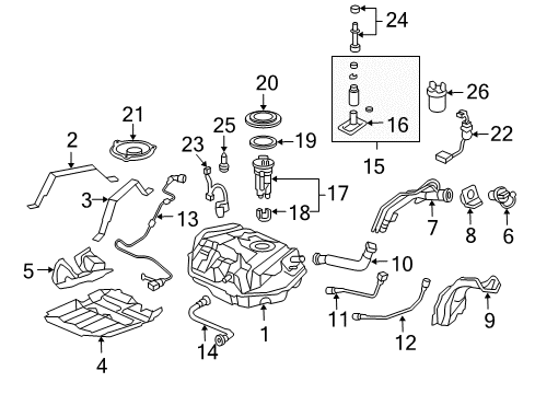 2006 Honda Accord Fuel Injection Injector Assembly, Fuel Diagram for 16450-RCA-A01