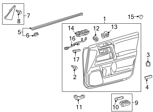 2017 Toyota 4Runner Rear Door Interior Lamp Diagram for 81080-35010