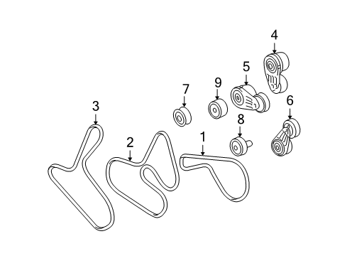 2007 Cadillac STS Belts & Pulleys Idler Pulley Diagram for 12582464