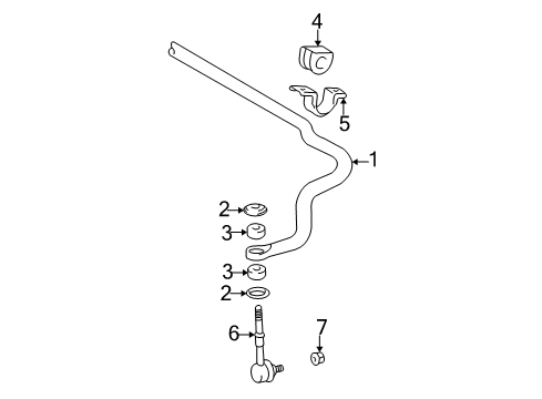 1995 Toyota Tacoma Stabilizer Bar & Components - Front Stabilizer Link Nut Diagram for 90179-12072