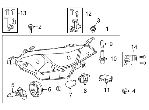 2016 Toyota Corolla Headlamps Signal Lamp Bulb Socket Diagram for 81128-06470