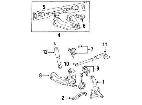 1989 Toyota Pickup Front Suspension Components, Lower Control Arm, Upper Control Arm, Stabilizer Bar Lower Ball Joint Diagram for 43330-39255