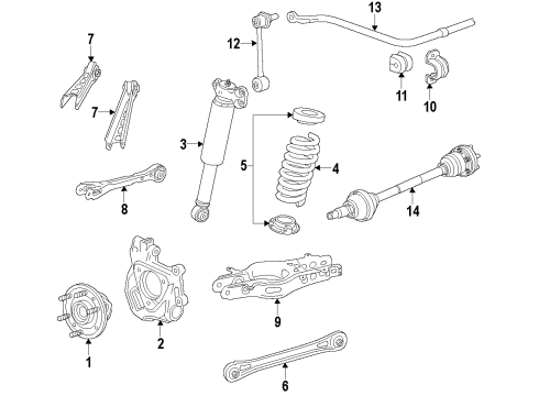 2013 Cadillac ATS Rear Suspension Components, Lower Control Arm, Upper Control Arm, Ride Control, Stabilizer Bar Stabilizer Bar Diagram for 20761167