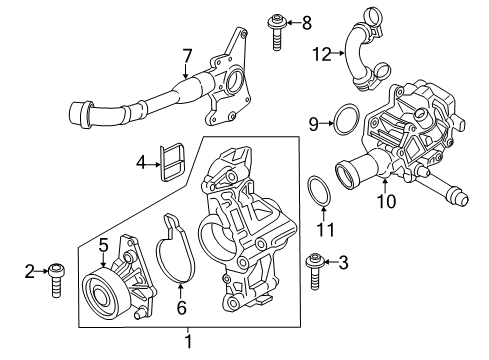 2020 BMW M240i xDrive Water Pump Profile-Gasket Diagram for 11518632586