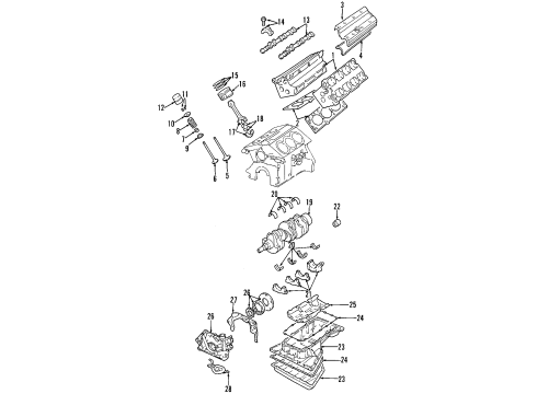 1998 Cadillac Catera Engine Parts, Mounts, Cylinder Head & Valves, Camshaft & Timing, Oil Cooler, Oil Pan, Oil Pump, Crankshaft & Bearings, Pistons, Rings & Bearings Seal, Outer Timing Cover Diagram for 90571618