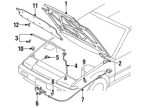 1989 Nissan Pulsar NX Hood & Components Hood Lock-FEMAL Diagram for 65601-84M05
