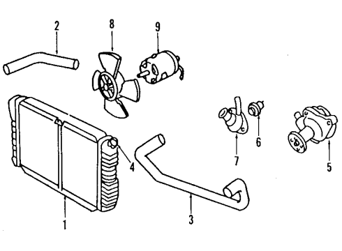 1996 Ford Escort Cooling System, Radiator, Water Pump, Cooling Fan Pulley Diagram for F5CZ8509A