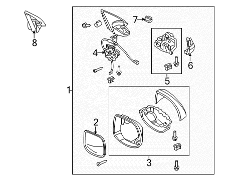 2012 Acura TSX Mirrors Mirror Sub-Assembly, Driver Side (Coo) (Flat) (Heated) Diagram for 76253-TL0-305