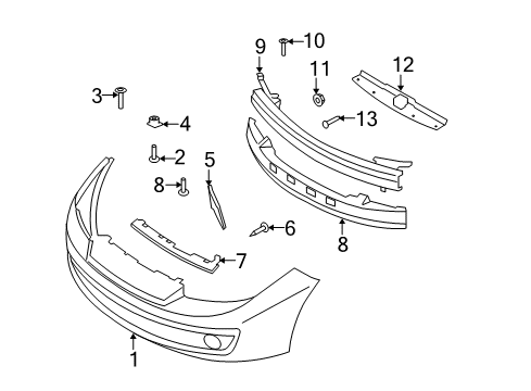 2007 Hyundai Tiburon Front Bumper Cap-Front Bumper Guard Side, LH Diagram for 86561-2C700