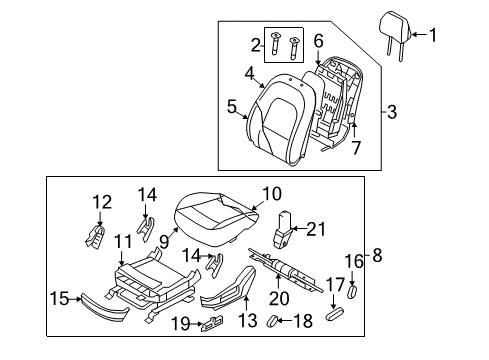 2011 Hyundai Veracruz Front Seat Components Knob-Power Track & Height Diagram for 88983-3J450-6T