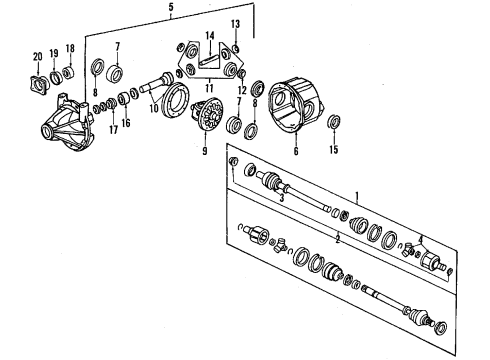 1991 Honda Civic Rear Axle, Axle Shafts & Joints, Differential, Drive Axles, Propeller Shaft Driveshaft Set, Right Rear Diagram for 42010-SH9-020