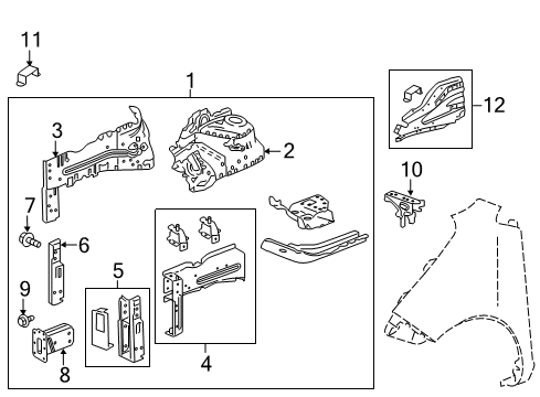 2019 Chevrolet Spark Structural Components & Rails Upper Rail Diagram for 94533845