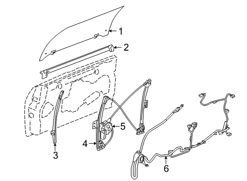 2004 GMC Envoy XUV Tail Gate - Glass & Hardware Window Regulator Diagram for 19210376