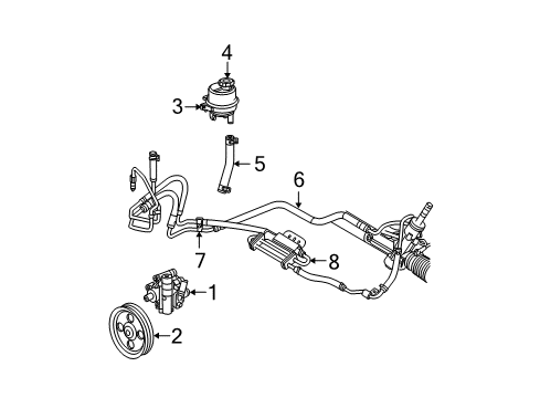 2004 Chrysler Pacifica P/S Pump & Hoses, Steering Gear & Linkage Line-Power Steering Reservoir Diagram for 4743174AD