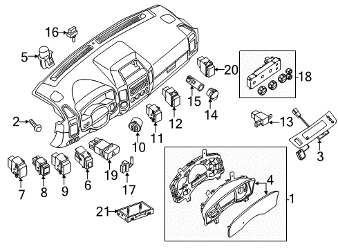 2008 Nissan Armada Cluster & Switches, Instrument Panel Warning Assy-Instrument Diagram for 25020-9GA0A