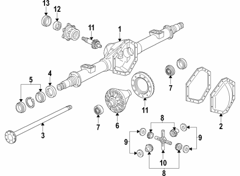 2005 Chevrolet Express 3500 Rear Axle, Differential, Propeller Shaft Seal, Differential Drive Pinion Gear Diagram for 88982399