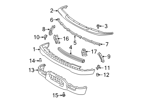 2001 Toyota Tacoma Front Bumper Bumper Diagram for 52101-AD030