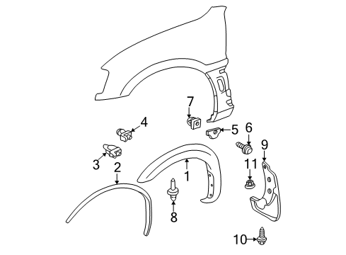 2005 Toyota RAV4 Exterior Trim - Fender Flare Clip Diagram for 75494-42010