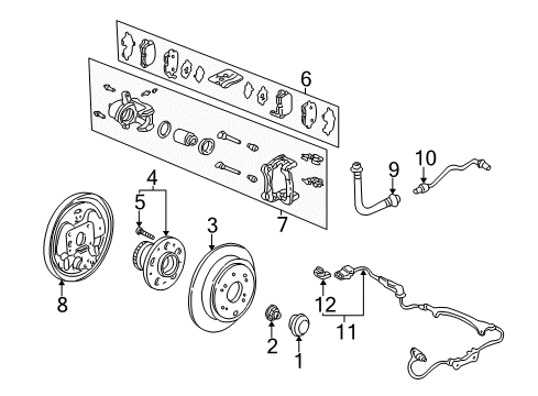 2002 Honda Odyssey Rear Brakes Sensor Assembly, Left Rear Diagram for 57475-S0X-A51