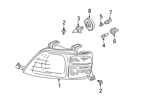 1998 Honda CR-V Bulbs Headlight Unit, Driver Side Diagram for 33151-S10-A01