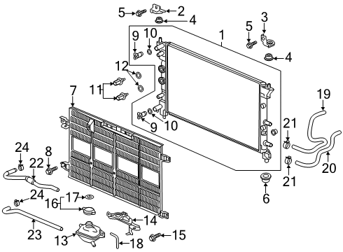 2018 Honda Clarity Cooling System - Traction Motor Component Tank Complete, Expansion Diagram for 1J163-5WJ-A01