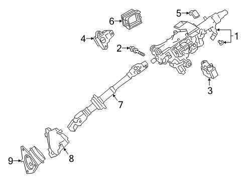 2022 Toyota Avalon Steering Column Assembly Shaft Assembly, Steering Diagram for 45220-07030