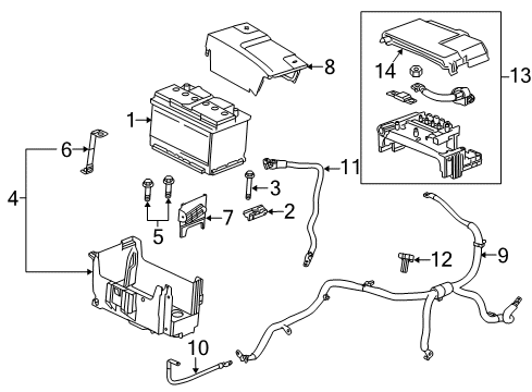 2014 Chevrolet Malibu Battery Battery Tray Diagram for 23352276