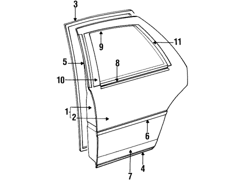 1988 Chrysler New Yorker Rear Door & Components, Exterior Trim Molding-Rear Door Diagram for 5011131AA