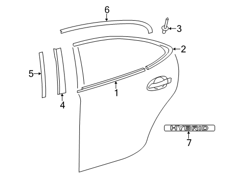 2017 Lexus ES300h Exterior Trim - Rear Door MOULDING Sub-Assembly, Rear Door Diagram for 75708-06020