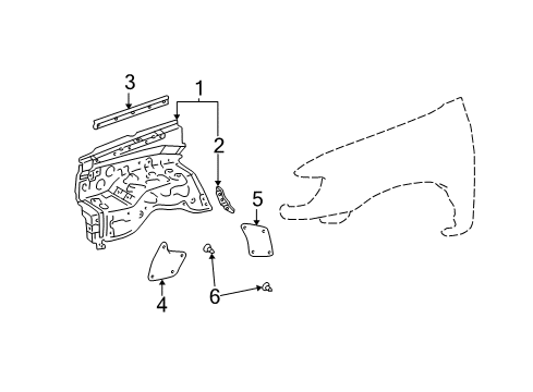 2004 Toyota Tundra Inner Components - Fender Apron Assembly Diagram for 53701-0C012