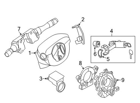2014 Nissan Sentra Ignition Lock Switch Assy-Combination Diagram for 25560-3SH0D