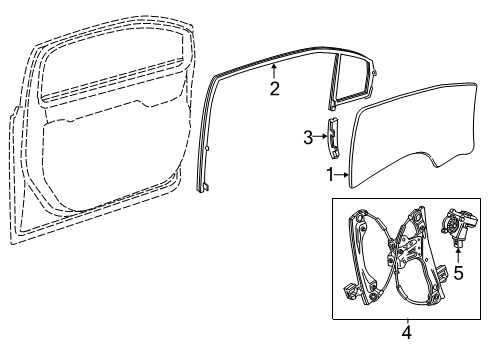 2015 Chevrolet Volt Front Door Guide Channel Diagram for 22785494