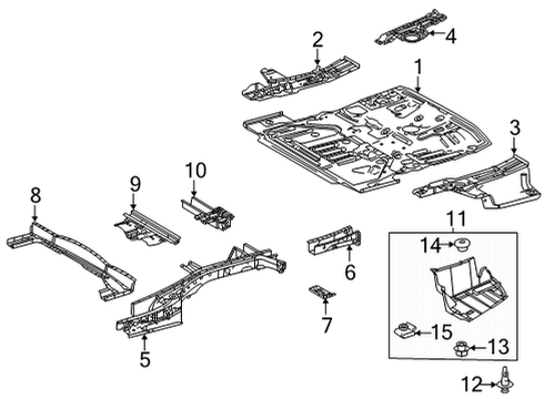 2022 Toyota Highlander Rear Floor & Rails Rear Floor Pan Diagram for 58301-0E901