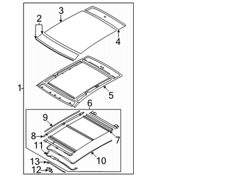 2022 Hyundai Ioniq 5 Sunroof MOTOR ASSY-V/ROOF ROLL BLIND Diagram for 81679-GI000